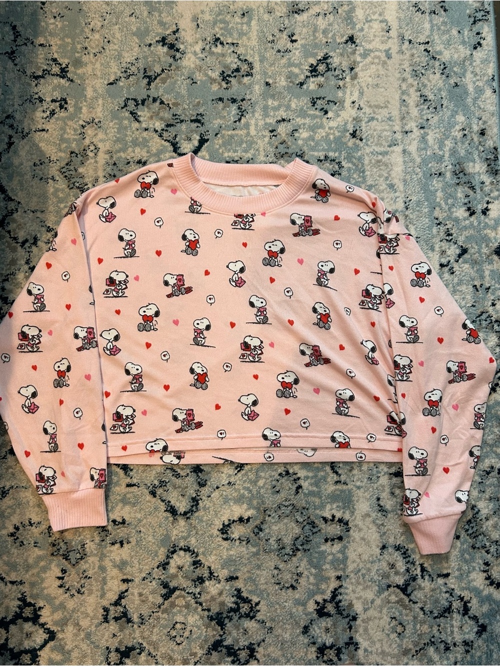 American Eagle Outfitters Pink Snoopy Heart Cropped Pajama Set - Picture 6 of 8
